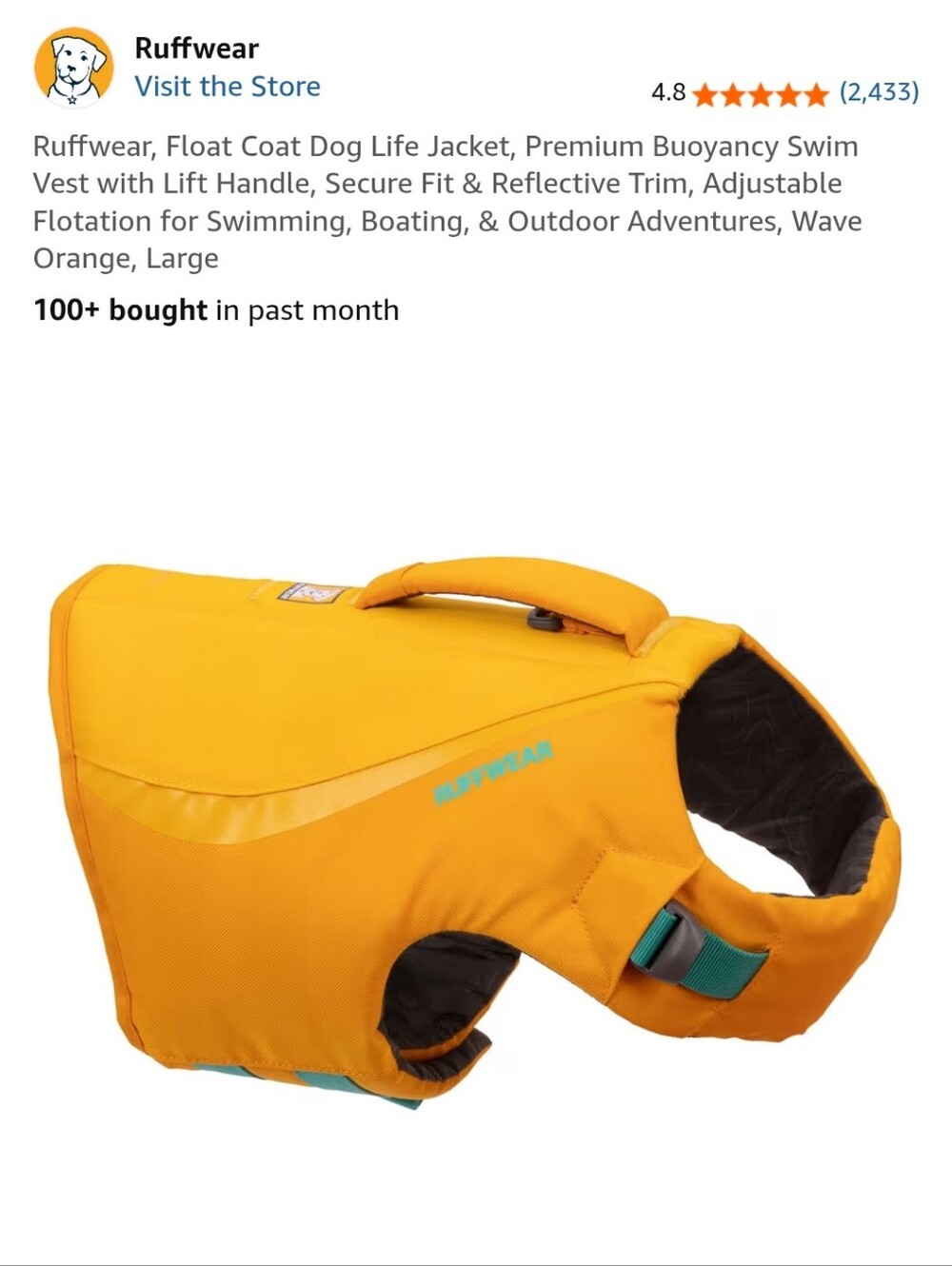 RuffWear Large Dog Life Vest